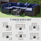 Outsunny Patio Dining Sets, 7-Piece Outdoor Sofa Set with Deep-Seat Cushions for All Weather Backyard Leisure, Navy Blue | The Comfy Couch Canada