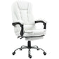 HOMCOM High Back Office Chair PU Leather Executive Office Chair with Retractable Footrest Padded Armrest White | The Comfy Couch Canada