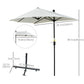 Outsunny Half Patio Umbrella 6.6x6ft with Double-Sided Canopy, Crank Handle, Base - Ideal for Garden, Balcony in Cream.
