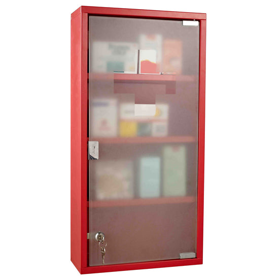 HOMCOM Wall Mount Medicine Cabinet Bathroom 4 Tier Shelves Steel Frame Glass Door Lockable 2 Keys | The Comfy Couch Canada