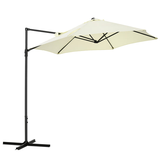 Outsunny 8.5FT Offset Patio Umbrella 360° Rotation Cantilever Roma Parasol Sun Shade Canopy Shelter Beige | The Comfy Couch Canada