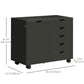 HOMCOM Modern Mobile 5-Drawer Chest with Door, Storage Cabinet, Dresser on Wheels, Printer Stand for Home Office, Black | The Comfy Couch Canada