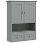 kleankin Grey Over Toilet Cabinet: Bathroom Wall Storage with Medicine Cabinet, Shelf & Drawers for Hallways & Living Rooms | The Comfy Couch Canada