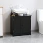 HOMCOM Black Under Sink Vanity: Pedestal Bathroom Cabinet with 2 Doors & Shelf for Compact Storage | The Comfy Couch Canada