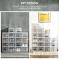 HOMCOM 18-Cube Stackable Shoe Storage Organizer Modular Shoe Cabinet for Entryway Clear and White | The Comfy Couch Canada