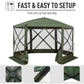 Outsunny 12x12 Pop Up Canopy Tent, Screened Gazebo with Mesh Sidewalls, Carry Bag for Camping & Outdoor Dining, Green | The Comfy Couch Canada