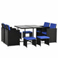 Outsunny 9PC Patio Wicker Dining Set Rattan Garden Sectional Sofa Outdoor Armchair Ottoman Cushioned Furniture Sets | The Comfy Couch Canada