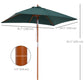 Outsunny Square Wooden Patio Umbrella: 6.6x5ft Tilt Mechanism with 6 Bamboo Ribs Sunshade, Green | The Comfy Couch Canada