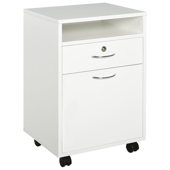 HOMCOM Lockable Filing Cabinet: 24" Vertical Mobile Cabinet for Secure Office Storage, White.