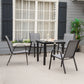 Outsunny Set of 4 Outdoor Dining Chairs, Heavy Duty Stackable Patio Dining Set with Armrests for Balcony Garden, Dark Grey | The Comfy Couch Canada