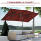 Outsunny Double Sided Patio Umbrella with Adjustable Height Tilt Function Vents 12 Ribs for Outdoor Garden Deck Pool Wine Red | The Comfy Couch Canada