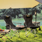 Outsunny Set of 2 Reclining Camping Chair with Foot Rest, Folding Camping Chair w/ Headrest, Cup Holder, Storage Bag, Black | The Comfy Couch Canada