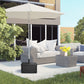 Outsunny 3-in-1 Patio Umbrella Base with Wheels, Side Table & Planter, 175lbs, Heavy-Duty, Black | The Comfy Couch Canada