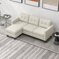 HOMCOM L-shaped Sofa, 3 Seater Sectional Couch with Ottoman, Corner Sofa with Thick Padded Cushion and Wood Legs, Beige | The Comfy Couch Canada