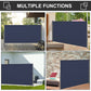 Outsunny 118"x63" Outdoor Retractable Privacy Screen Patio Side Awning Folding Divider UV Wind Resistant Dark Blue | The Comfy Couch Canada