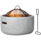 Outsunny 18" Round Outdoor Fire Pit Grey with Poker Spark Screen Wood-burning Bowl Handles Backyard Camping | The Comfy Couch Canada