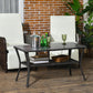 Outsunny Outdoor Coffee Table 43.3" x 23.6" Patio PE Rattan with Storage Shelf Wicker Side Table Glass Top Black | The Comfy Couch Canada