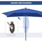Outsunny 6.5x10ft Rectangle Solar LED Patio Umbrella: Aluminum Tilt Outdoor Market Parasol, Dark Blue | The Comfy Couch Canada