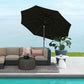 Outsunny 9FT Black Patio Umbrella 3 Tiers with Crank, Push Button Tilt for Outdoor Comfort on Deck, Backyard & Lawn - Find Shade | The Comfy Couch Canada