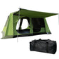 Outsunny Tunnel Tent Camping Shelter w/ Porch, Two Rooms, Lamp Hook, Portable Carry Bag, Green | The Comfy Couch Canada