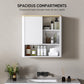 HOMCOM Bathroom Wall Cabinet, Medicine Cabinet with Fluted Panel, Curved Bathroom Cabinet with Adjustable Shelves, White | The Comfy Couch Canada