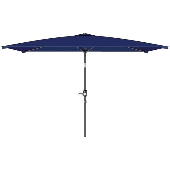 Outsunny 6.5x9.6ft Rectangle Aluminum Tilt Patio Umbrella, Garden Market Parasol, Outdoor Sunshade Canopy with Crank, Navy Blue | The Comfy Couch Canada