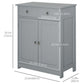 Kleankin Washroom Wonder: Freestanding Bathroom Floor Cabinet with 2 Doors, 2 Drawers, Adjustable Shelf, Grey | The Comfy Couch Canada