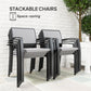 Outsunny 9 Pieces Patio Dining Set with Easy Clean Tabletop, 8 Stackable Chairs, for Garden, Backyard, Poolside, Deck, Grey | The Comfy Couch Canada