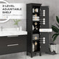 kleankin Freestanding Tall Bathroom Cabinet Organizer Adjustable Shelves Cupboards 15" x 13" x 63" Black | The Comfy Couch Canada