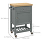 HOMCOM Kitchen Cart on Wheels, Rolling Kitchen Island Cart with Wood Top, Towel Rack, Drawer and Shelf for Dining Area, Grey | The Comfy Couch Canada