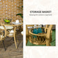 Outsunny 4 Piece Rattan Patio Dining Set Tempered Glass Top Storage Light Brown Furniture | The Comfy Couch Canada