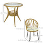 Outsunny 4 Piece Rattan Patio Dining Set Tempered Glass Top Storage Light Brown Furniture | The Comfy Couch Canada