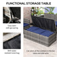 Outsunny 6 Piece Patio Furniture Set, Rattan Wicker Patio Sofa Set Sectional Outdoor Conversation Sofa Set Storage Table & Cushions, Navy Blue | The Comfy Couch Canada