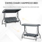 Outsunny Patio Swing Bed Convertible 3 Seater with Adjustable Canopy Cushions Dark Grey | The Comfy Couch Canada