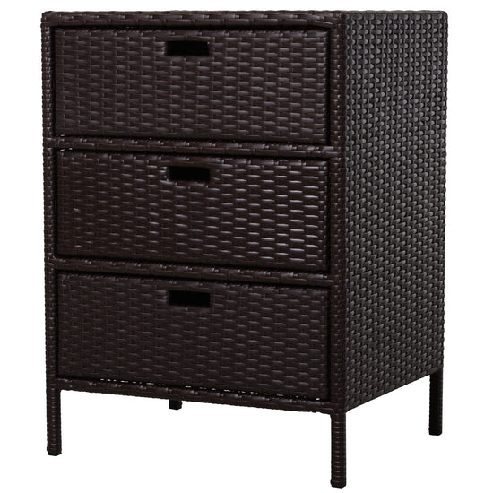 Outsunny Rattan Wicker Patio Organizer 32 Poolside Storage Cabinet with 3 Drawers Bathroom Garden Outdoor | The Comfy Couch Canada