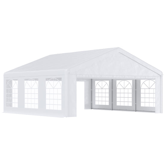 Outsunny 20x20ft Heavy Duty Carport Party Tent Outdoor Garage Patio Gazebo Canopy with Sidewalls White | The Comfy Couch Canada