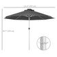 Outsunny LED Patio Umbrella, Lighted Deck Umbrella with 4 Lighting Modes, Solar & USB Charging, Charcoal Grey | The Comfy Couch Canada
