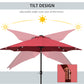 Outsunny 9ft Solar LED Patio Umbrella: Wine Red Tilt Canopy Sunshade for Stylish UV Protection | The Comfy Couch Canada