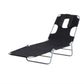 Outsunny Adjustable Folding Chaise Lounge with Face Hole Beach Camping Recliner Sunbed Black | The Comfy Couch Canada