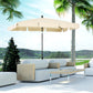 Outsunny 6.5x4ft Rectangle Patio Umbrella Aluminum Tilt Pole Adjustable Sun Shade for Outdoor Beach Beige | The Comfy Couch Canada