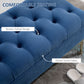 HOMCOM Velvet Upholstered Bench Button Tufted End of Bed Entryway Shoe Storage for Living Room Bedroom Decor Blue | The Comfy Couch Canada