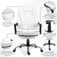 HOMCOM High Back Office Chair PU Leather Executive Office Chair with Retractable Footrest Padded Armrest White | The Comfy Couch Canada