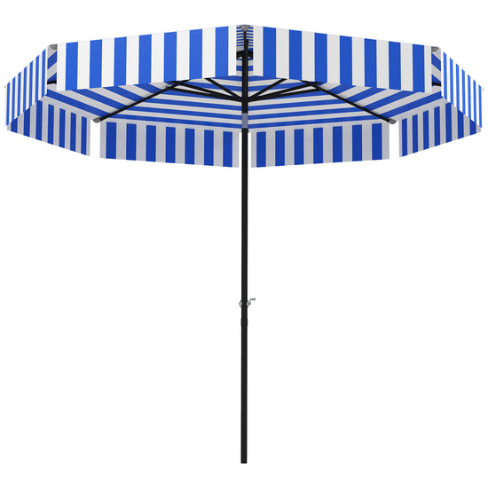 Outsunny 8.7FT Tilting Patio Umbrella with 8 Ribs, Crank Handle, Air Vent for Outdoor, Garden and Pool, Navy Blue | The Comfy Couch Canada