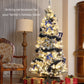 HOMCOM 6ft Prelit Artificial Christmas Tree with Blue Ornaments, Flocked Christmas Tree with LED Lights for Home Office | The Comfy Couch Canada