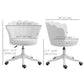 HOMCOM Adjustable Height Study Chair, Mid Back Berber Fleece Office Chair with Swivel Wheels for Living Room, Study, White | The Comfy Couch Canada