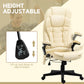 HOMCOM Heated Ergonomic Office Chair: Adjustable, Massage, Swivel, Vibrating, High Back Leather Executive, Beige | The Comfy Couch Canada