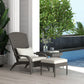 Outsunny Patio Wicker Adirondack Chair with Ottoman Outdoor Fire Pit Chair Cushions Highback Large Seat Armrests Cream White | The Comfy Couch Canada