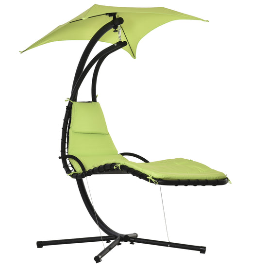 Outsunny Floating Chaise Lounge Chair with Canopy Umbrella Arc Stand Outdoor Patio Furniture Grey | The Comfy Couch Canada