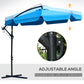 Outsunny 9FT Cantilever Patio Umbrella: Offset Design with Easy Tilt, Cross Base & 8 Ribs for Outdoor Shade, Blue | The Comfy Couch Canada