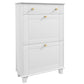 HOMCOM Compact Slim Shoe Storage 2 Flip Drawers Adjustable Shelves for 8 Pairs White Shoe Cabinet Organizer for Entryway | The Comfy Couch Canada